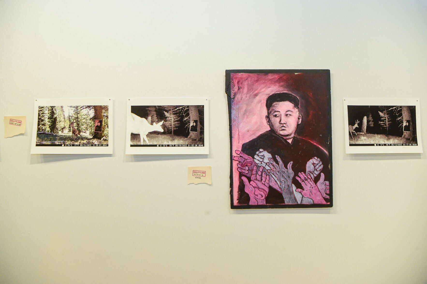 Jim Baken displays artwork for animals at Rocky